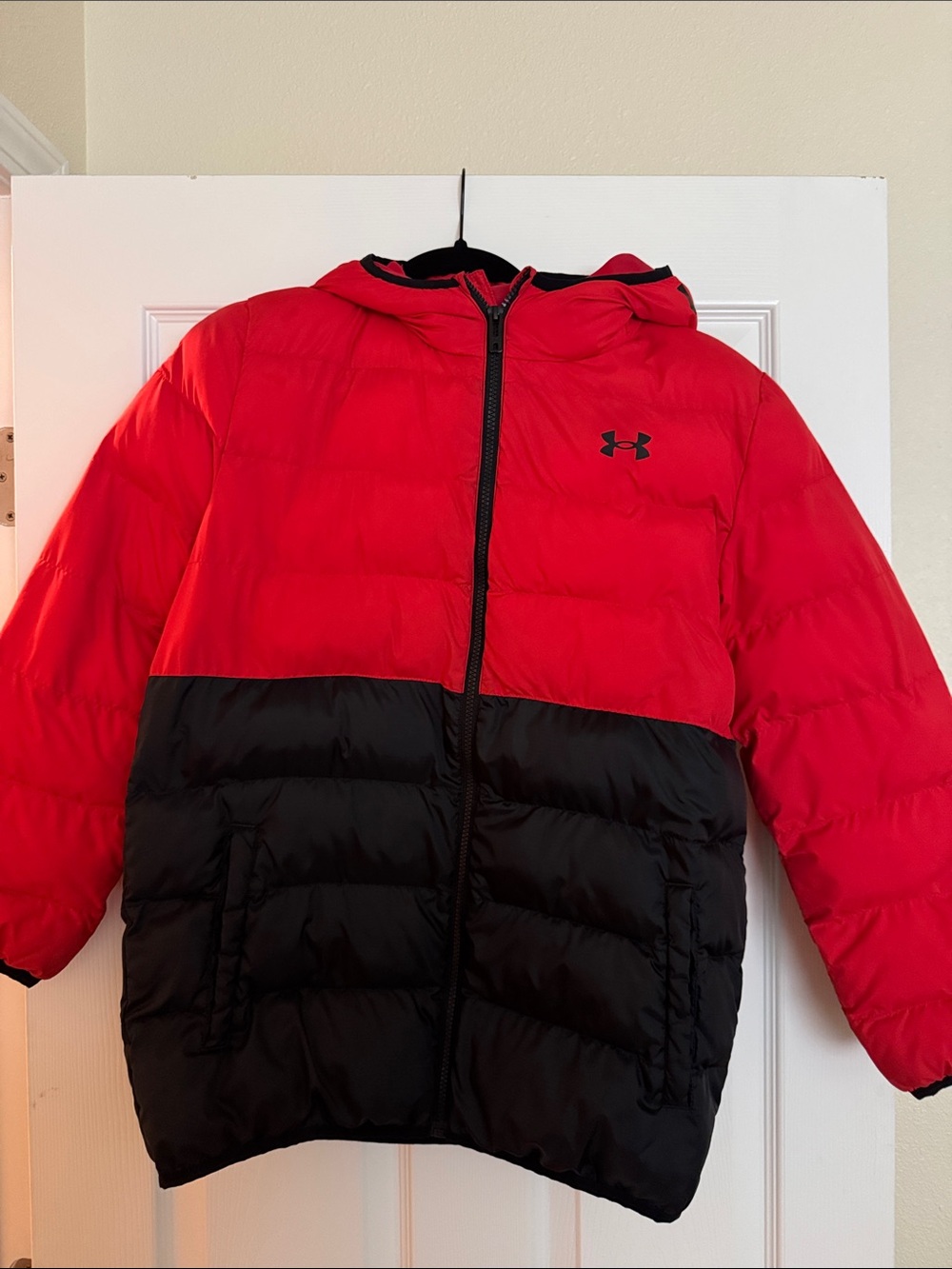 Under Armour Kids' Red & Black Puffer Jacket with Hood